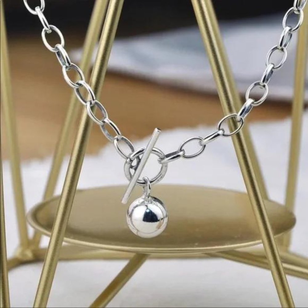 18” NEW 925 STERLING SILVER ROUND BEAD NECKLACE, NICE NECKLACE, CUTE NECKLACE - Picture 5 of 6